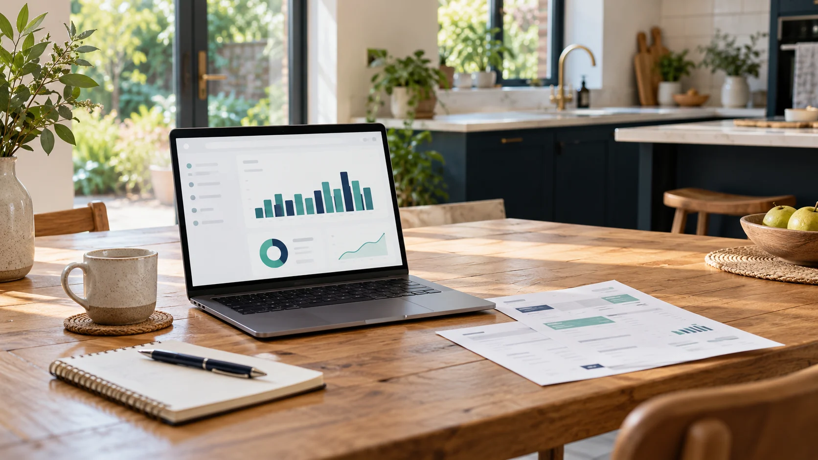 Household energy account displayed on a laptop beside energy statements